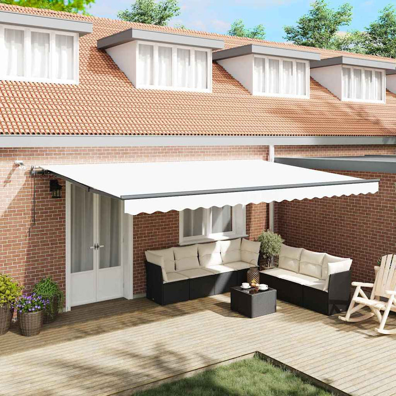 vidaXL Behúzható napellenző with Fehér 500 × 300 cm szövet