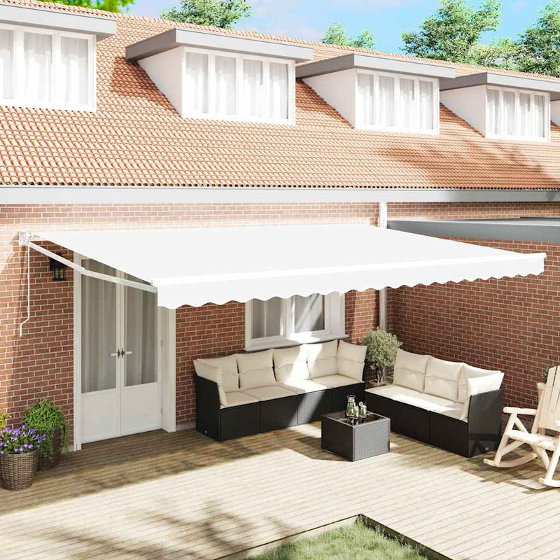 vidaXL Behúzható napellenző Fehér 500 × 300 cm Szövet és Fém