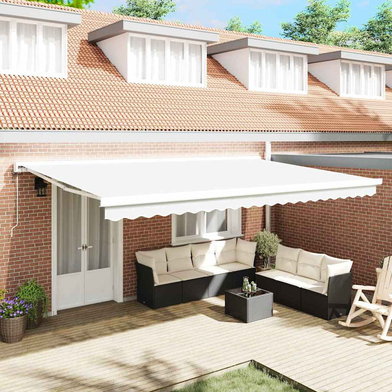 vidaXL Behúzható napellenző Fehér 500 × 300 cm Szövet, Fém