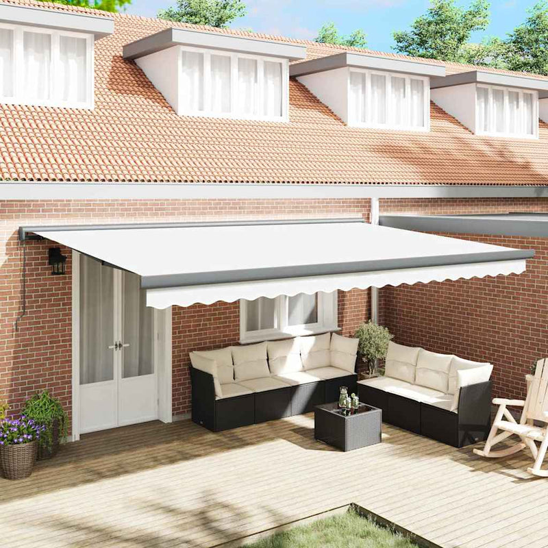vidaXL Behúzható napellenző Fehér 500 ×300 cm Szövet és Fém