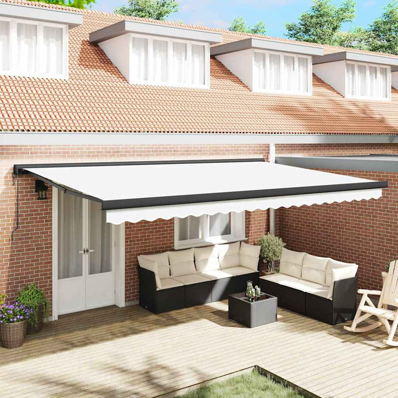 vidaXL Behúzható napellenző Fehér 500 × 300 cm Szövet, Fém