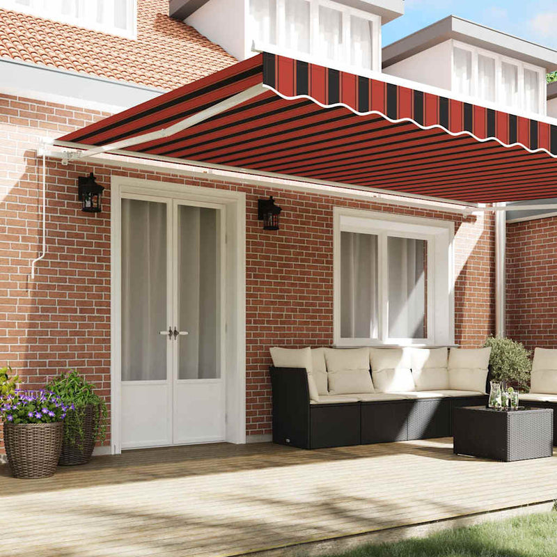 vidaXL Behúzható napellenző Csíkos Narancs és Barna 500 × 300 cm