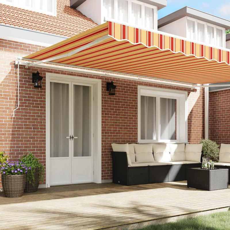 vidaXL Behúzható napellenző 500 × 350 cm sárga és narancssárga