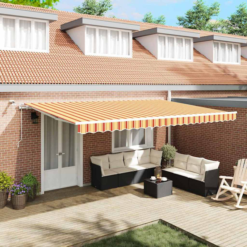 vidaXL Behúzható napellenző Sárga és narancs 500 × 350 cm