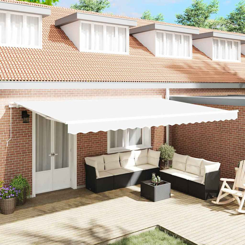 vidaXL Behúzható napellenző Fehér 500 × 300 cm Poliészter és fém