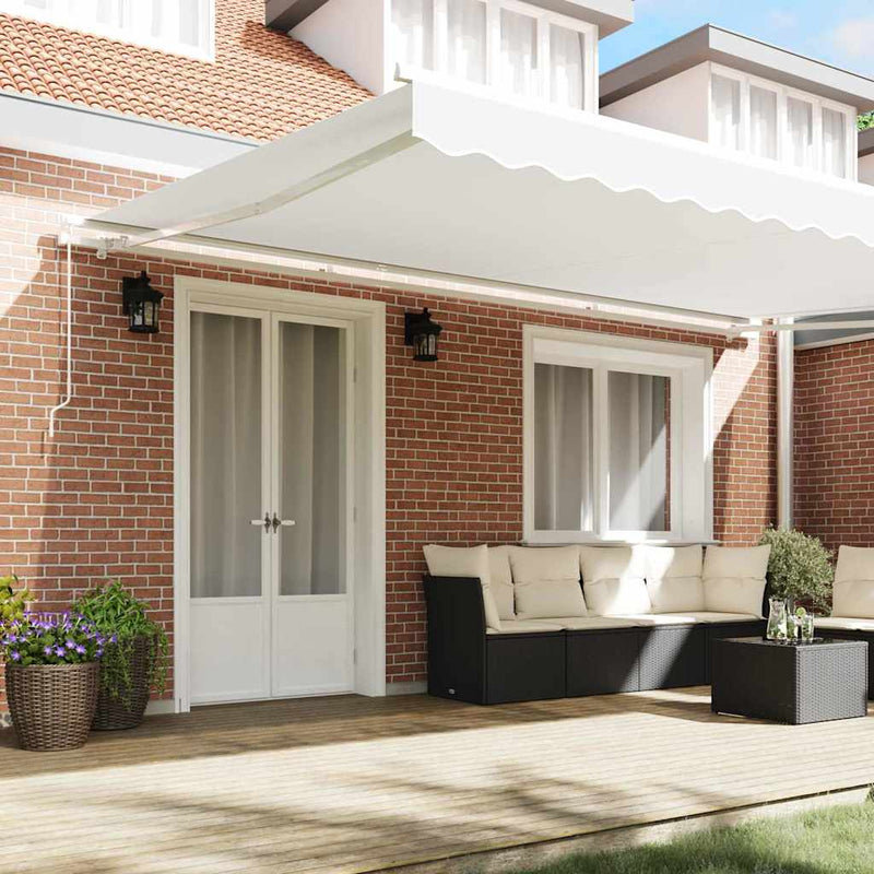 vidaXL Behúzható napellenző Fehér 500 × 300 cm Poliészter és fém