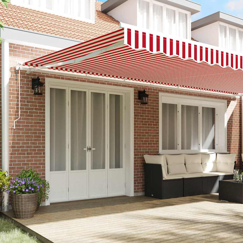 vidaXL Behúzható napellenző 600 × 300 cm Piros és fehér