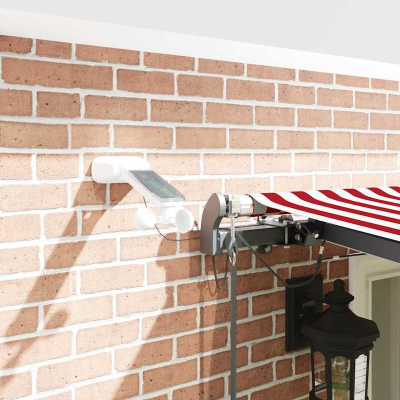 vidaXL Behúzható napellenző Piros és fehér 600 × 300 cm szövet