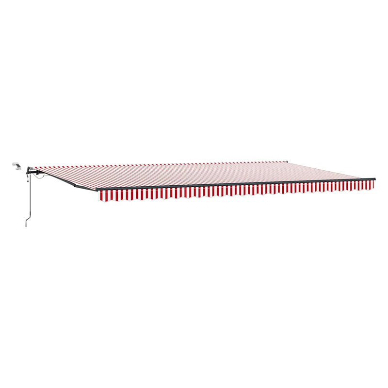 vidaXL Behúzható napellenző Piros és fehér 600 × 300 cm szövet