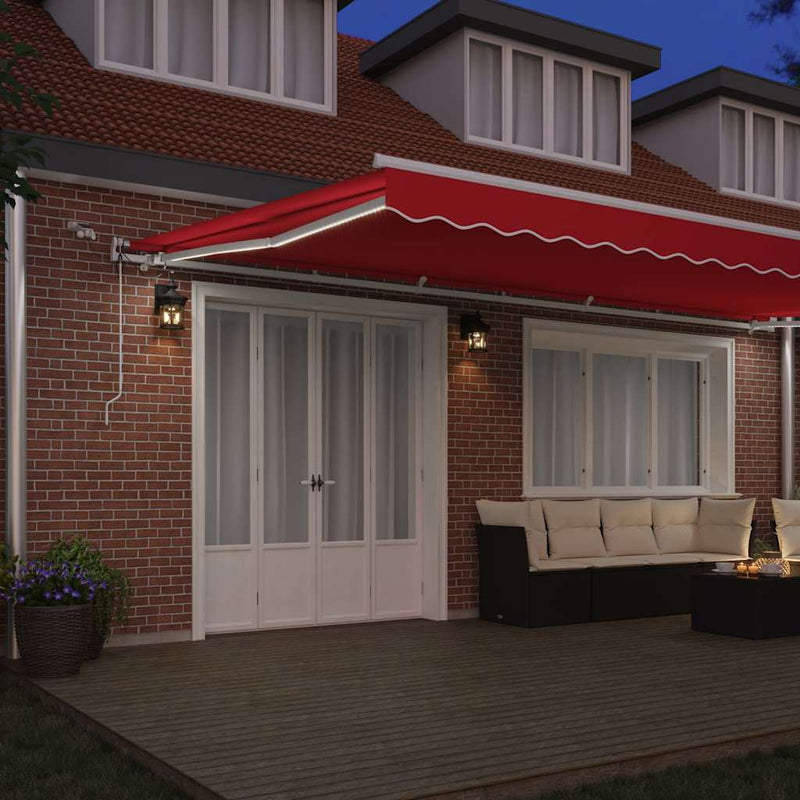vidaXL Behúzható napellenző Piros 600 × 300 cm Szövet és Fém