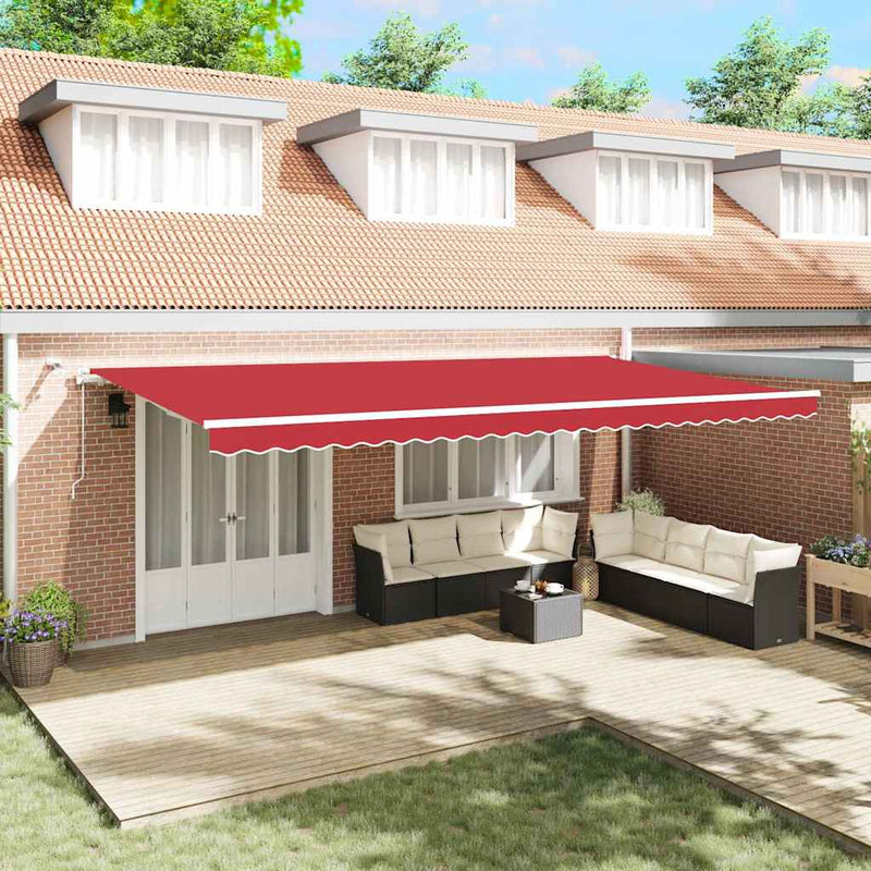 vidaXL Behúzható napellenző Piros 600 × 300 cm Szövet és Fém
