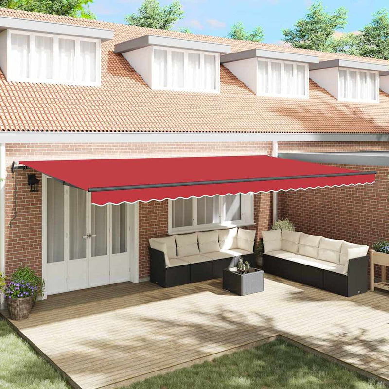 vidaXL Behúzható napellenző Piros 600 ×300 cm szövet