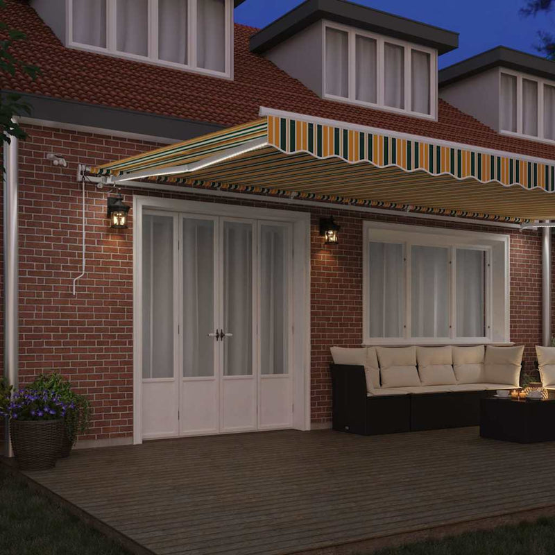 vidaXL Behúzható napellenző Zöld és Sárga 600 × 300 cm Szövet és Fém