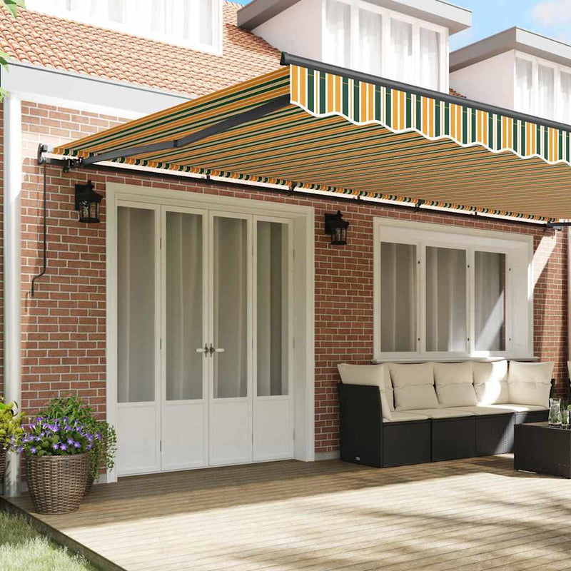 vidaXL Behúzható napellenző Zöld és sárga 600 × 300 cm szövet