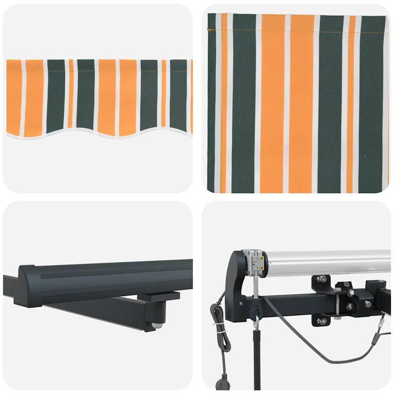 vidaXL Behúzható napellenző Zöld és sárga 600 × 300 cm szövet