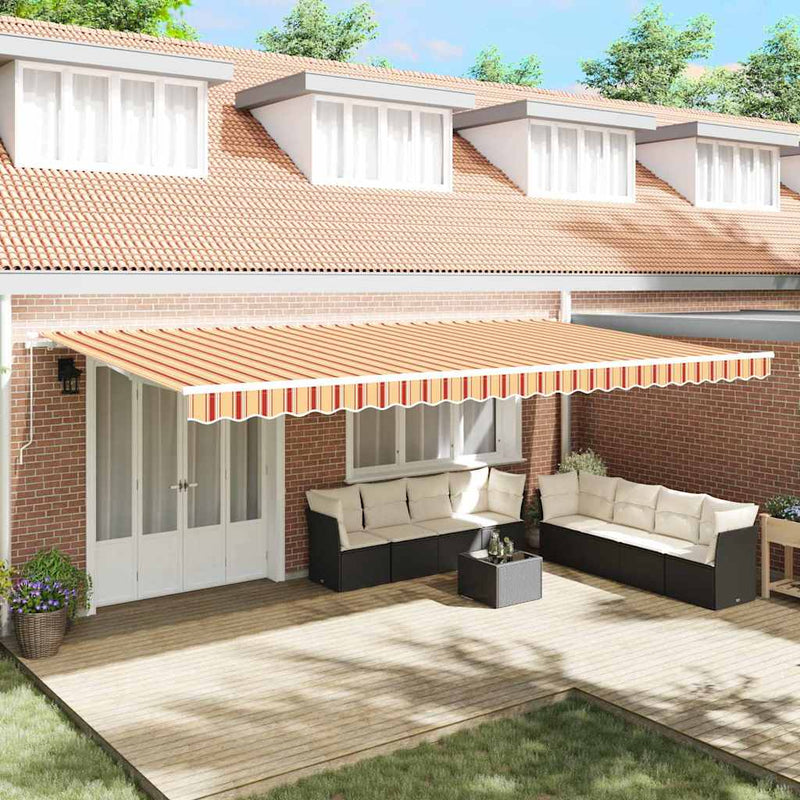 vidaXL Behúzható napellenző Behúzható Kézi Sárga, Narancs 600 × 350 cm