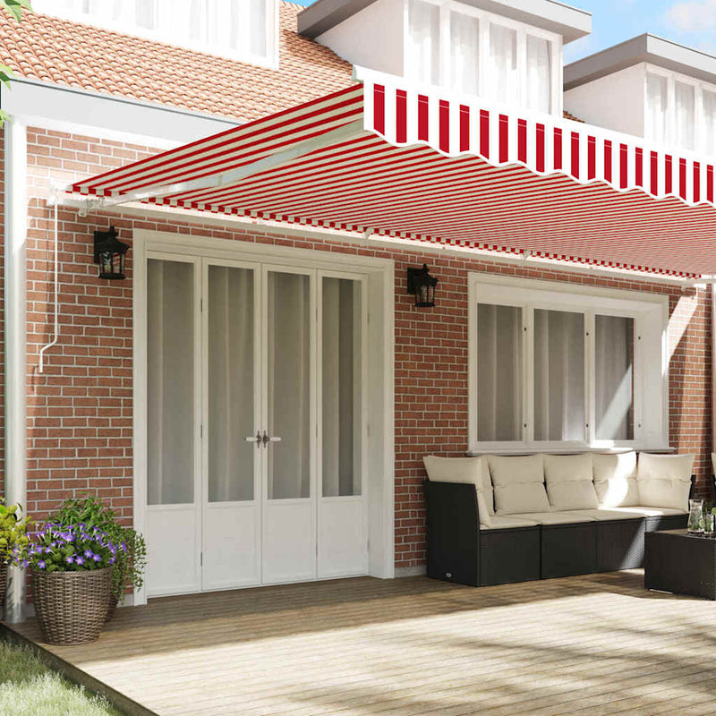 vidaXL Behúzható napellenző Csíkos Piros és Fehér 600 × 350 cm