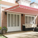 vidaXL Behúzható napellenző Piros és Fehér 600 × 350 cm