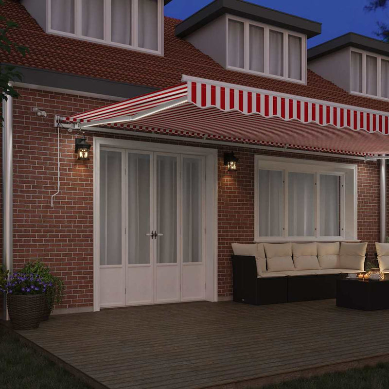 vidaXL Behúzható napellenző Piros és Fehér 600 × 350 cm Szövet és Fém