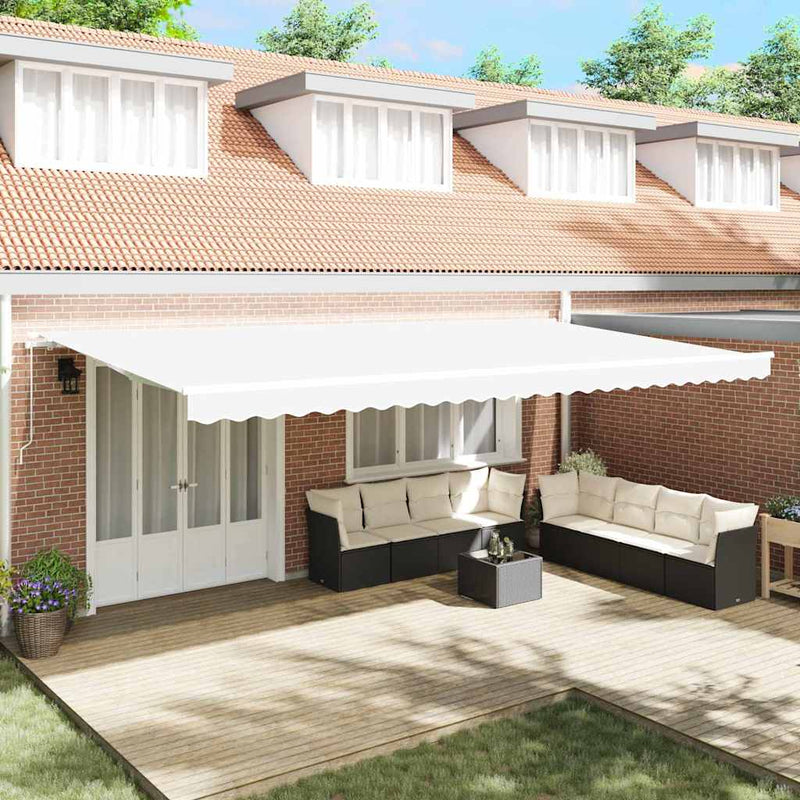 vidaXL Behúzható napellenző Kézi Fehér 600 × 350 cm Poliészter, Fém