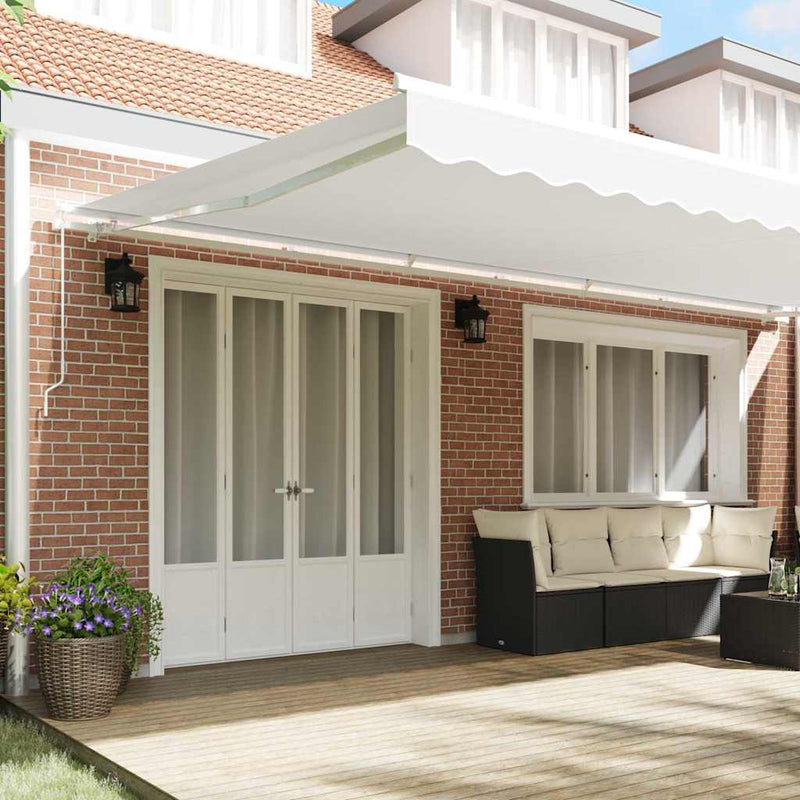vidaXL Behúzható napellenző Kézi Fehér 600 × 350 cm Poliészter, Fém