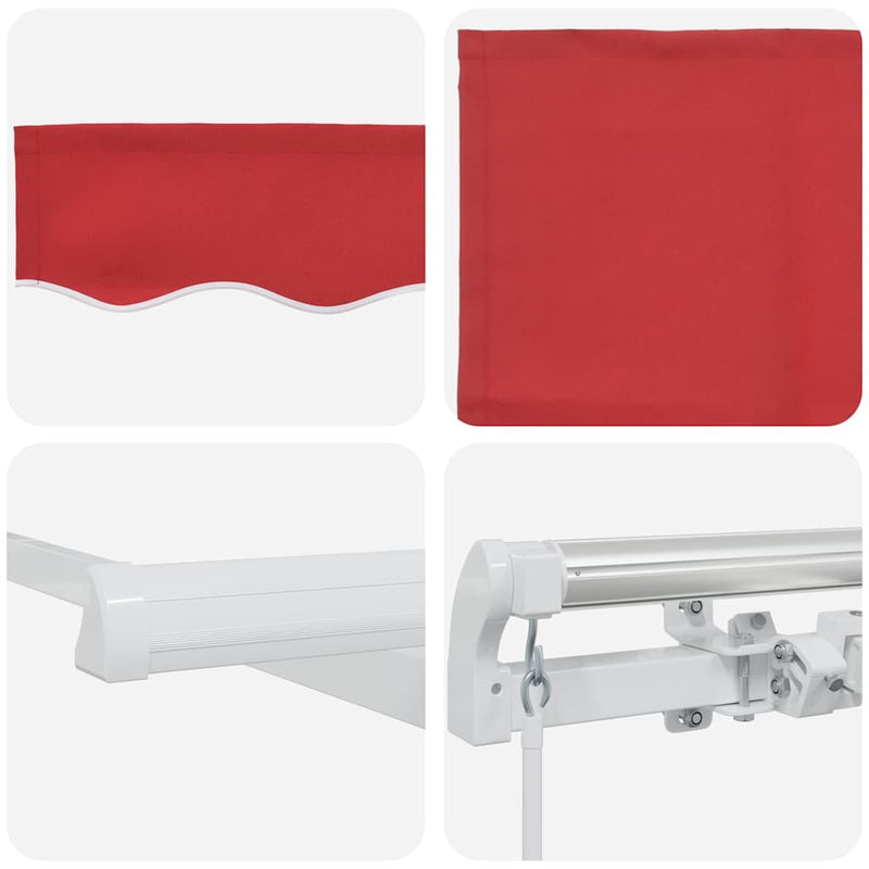 vidaXL Behúzható napellenző Piros 600 × 350 cm Poliészter és fém