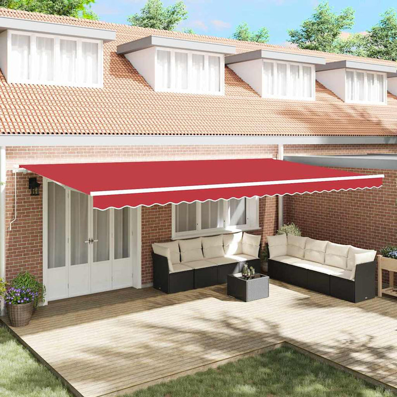 vidaXL Behúzható napellenző Kézi Piros 600 × 350 cm Poliészter, Fém