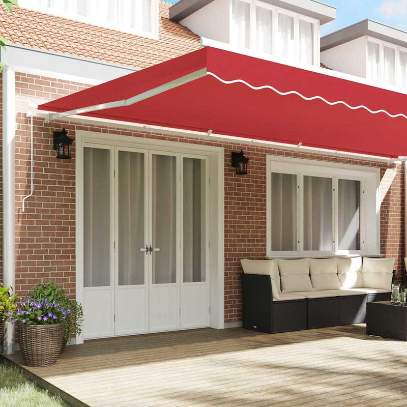 vidaXL Behúzható napellenző Kézi Piros 600 × 350 cm Poliészter, Fém