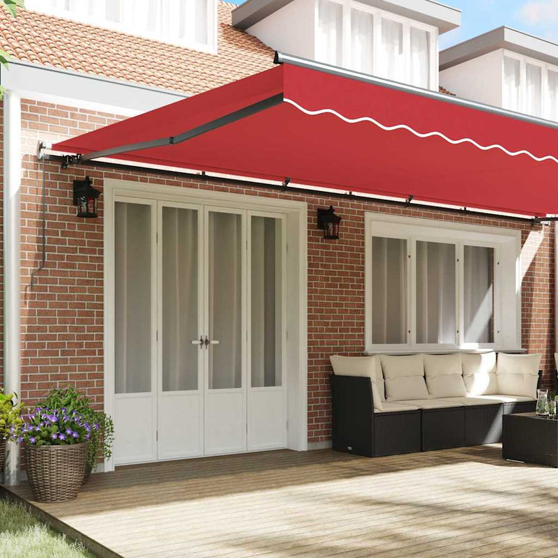 vidaXL Behúzható napellenző Piros 600 × 350 cm szövet