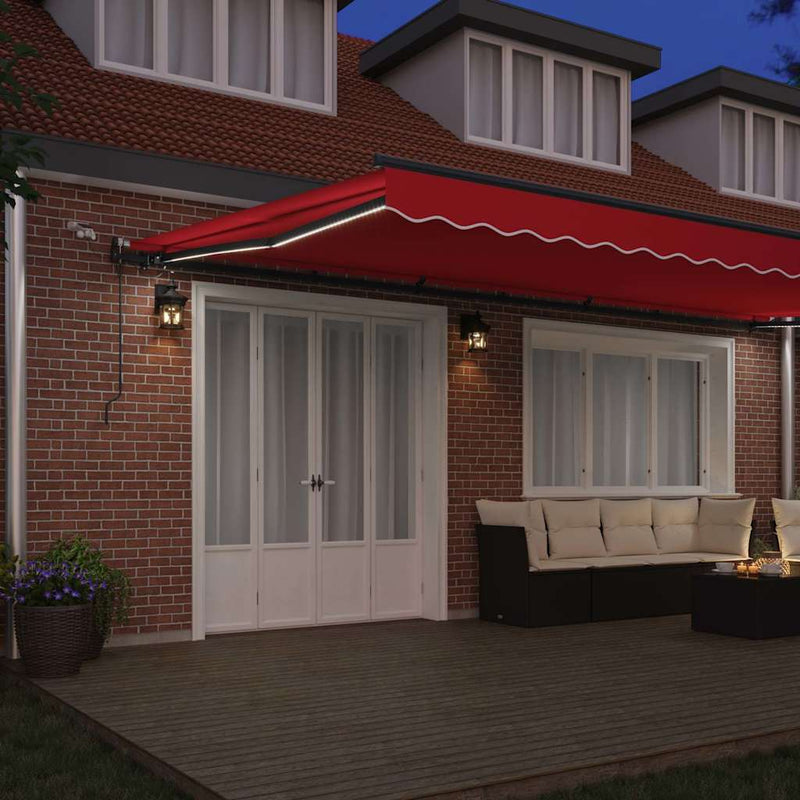 vidaXL Behúzható napellenző tartalmaz Piros 600 × 350 cm szövet