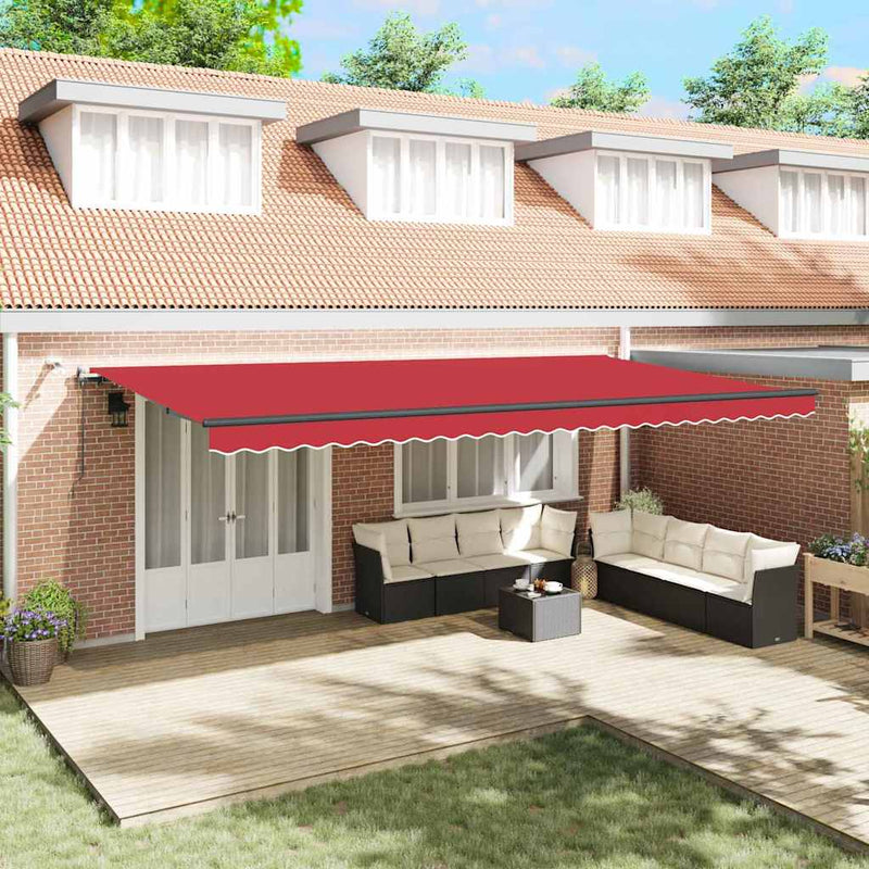 vidaXL Behúzható napellenző tartalmaz Piros 600 × 350 cm szövet