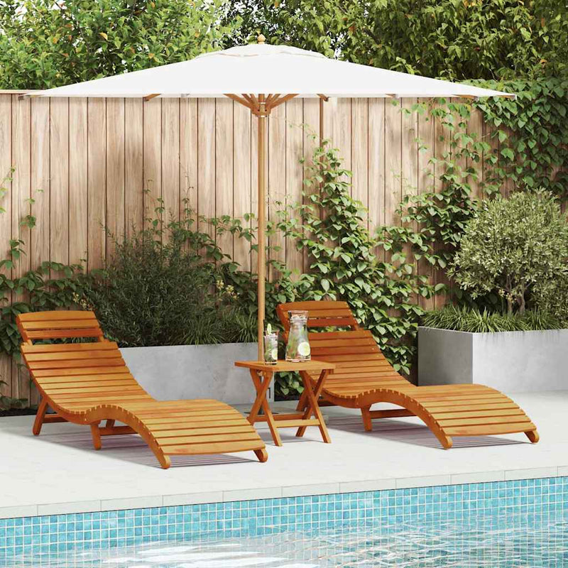 vidaXL Napozóágy 2-személy 3 pcs Barna 40 x 40 x 40cm Tömör akácfa