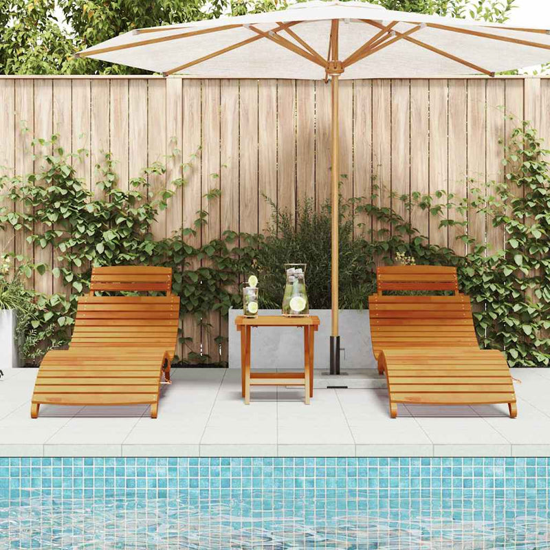 vidaXL Napozóágy 2-személy 3 pcs Barna 40 x 40 x 40cm Tömör akácfa