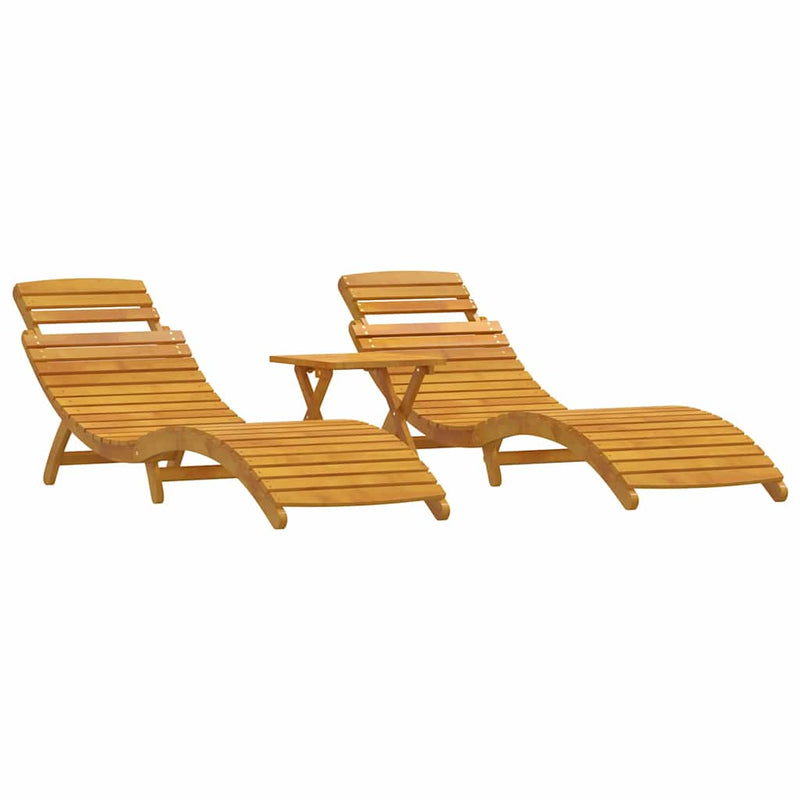 vidaXL Napozóágy 2-személy 3 pcs Barna 40 x 40 x 40cm Tömör akácfa