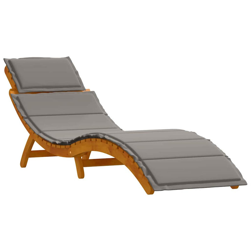 vidaXL Napozóágy párnával 2 pcs Szürke 184 x 55 x 64cm Tömör akácfa