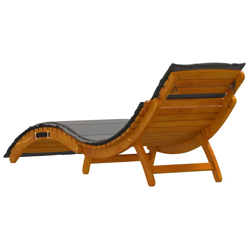 vidaXL Napozóágy párnával 2 pcs Szürke 184 x 55 x 64cm Tömör akácfa