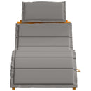 vidaXL Napozóágy párnával 2 pcs Szürke 184 x 55 x 64cm Tömör akácfa