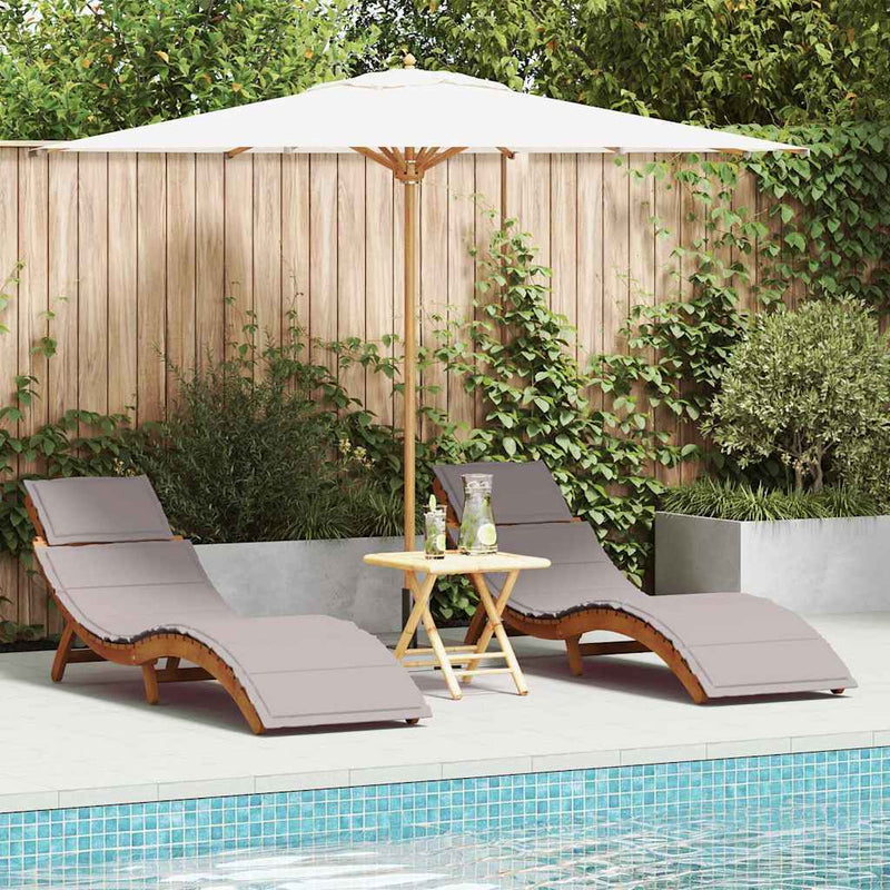 vidaXL Napozóágy párnával 2 pcs Tópszínű 184 x 55 x 64cm Tömör akácfa