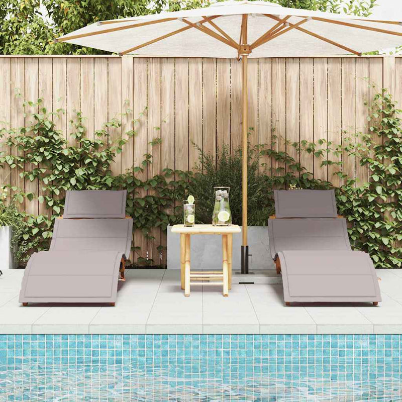 vidaXL Napozóágy párnával 2 pcs Tópszínű 184 x 55 x 64cm Tömör akácfa