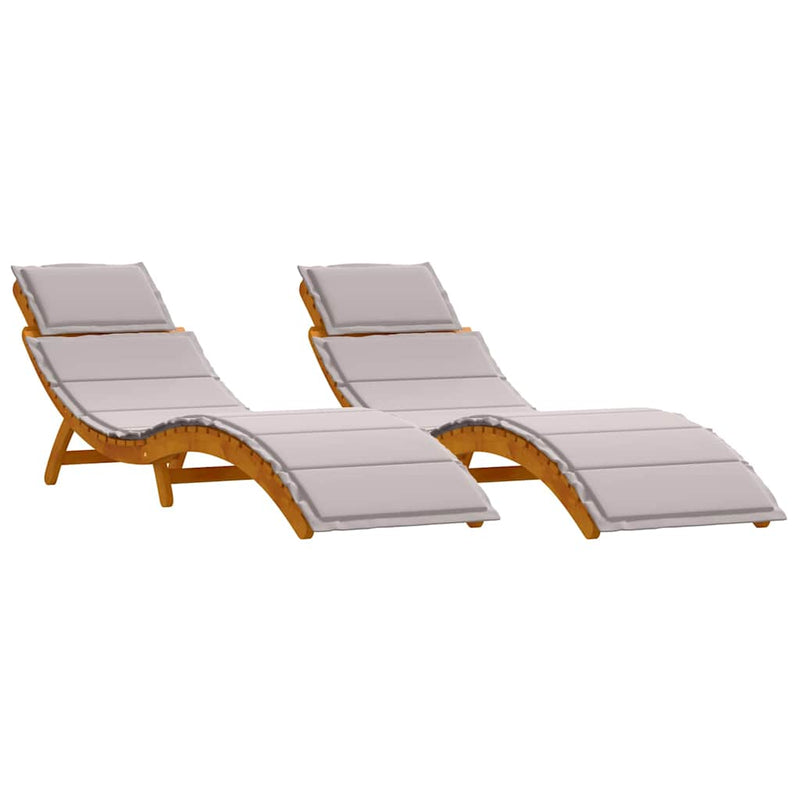 vidaXL Napozóágy párnával 2 pcs Tópszínű 184 x 55 x 64cm Tömör akácfa