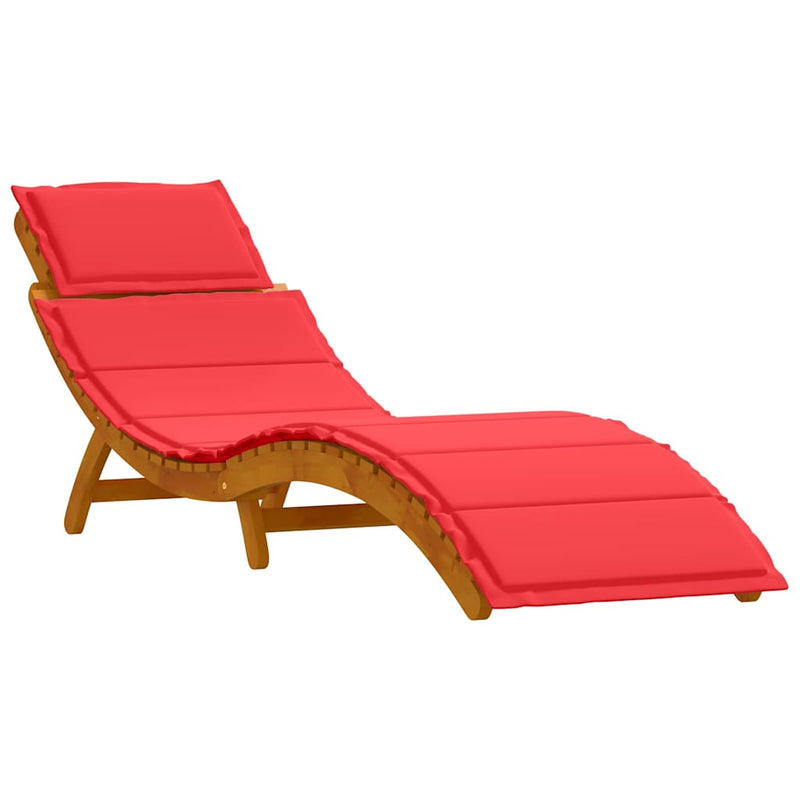 vidaXL Napozóágy párnával 2 pcs Piros 184 x 55 x 64cm Tömör akácfa