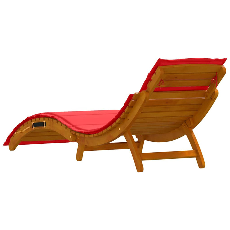 vidaXL Napozóágy párnával 2 pcs Piros 184 x 55 x 64cm Tömör akácfa