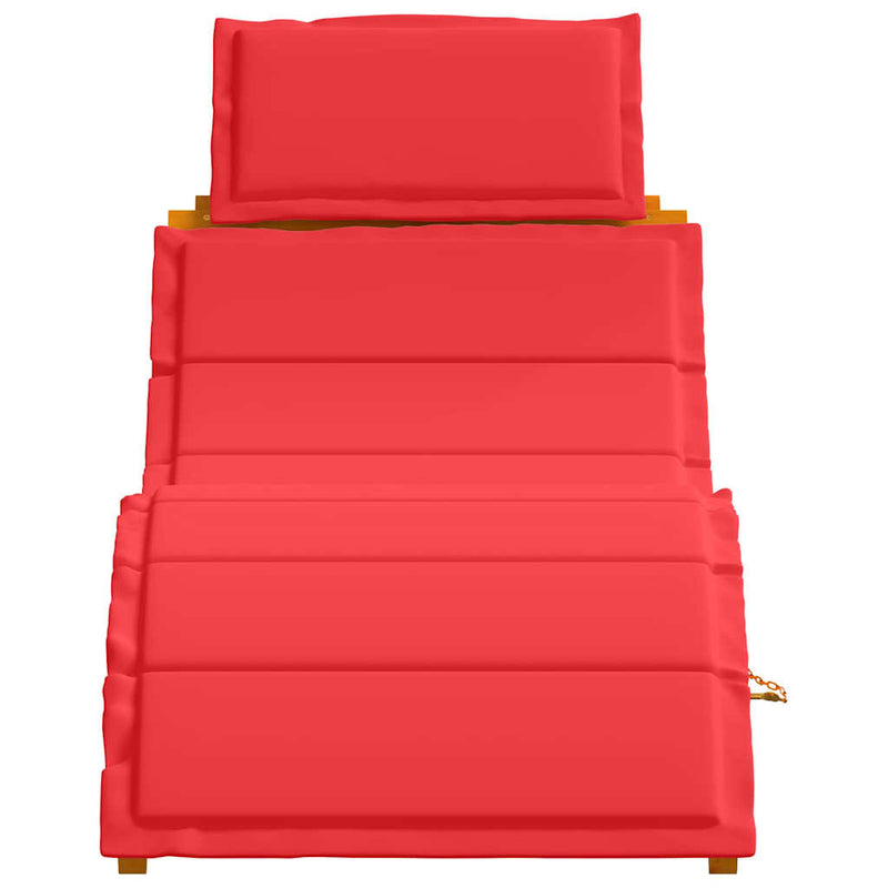 vidaXL Napozóágy párnával 2 pcs Piros 184 x 55 x 64cm Tömör akácfa