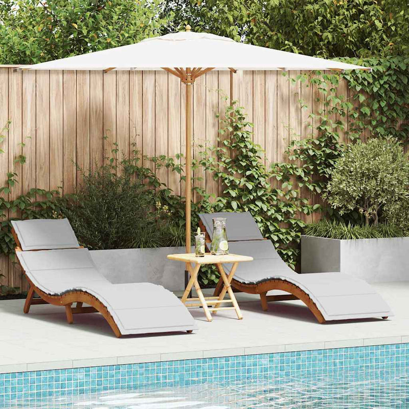 vidaXL Napozóágy 2 pcs Világosszürke 184 x 55 x 64cm Tömör akácfa