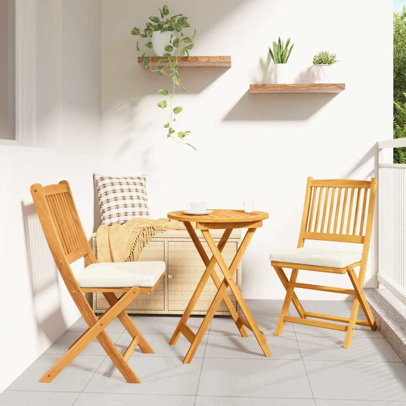 vidaXL Összecsukható szék 2 pcs Fehér 49 x 57.5 x 92cm Tömör akácfa