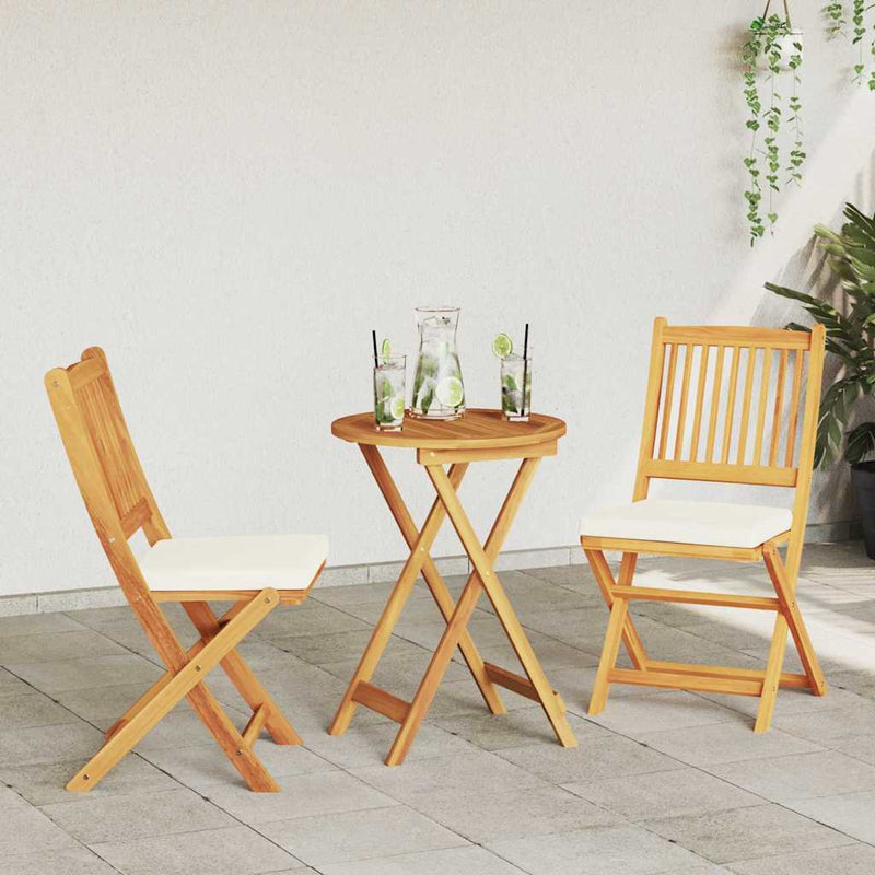 vidaXL Összecsukható szék 2 pcs Fehér 49 x 57.5 x 92cm Tömör akácfa