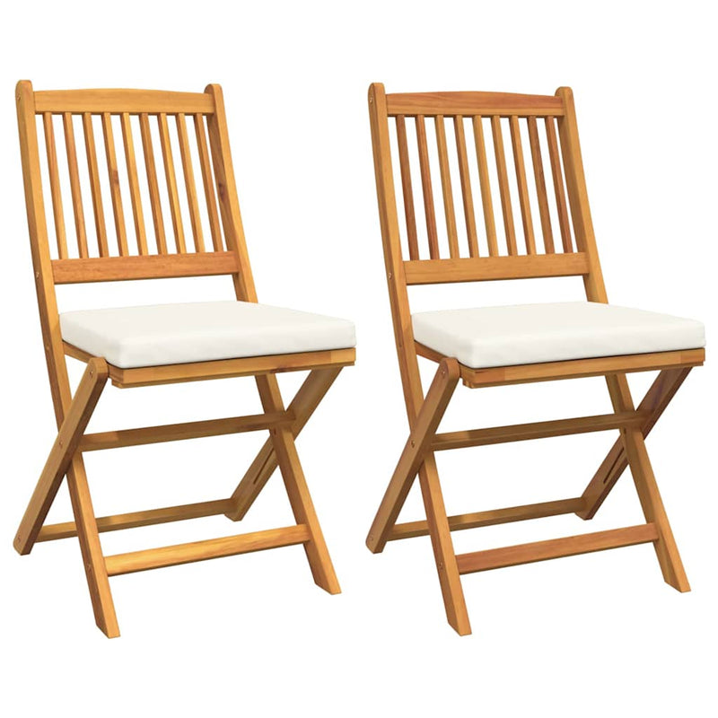vidaXL Összecsukható szék 2 pcs Fehér 49 x 57.5 x 92cm Tömör akácfa
