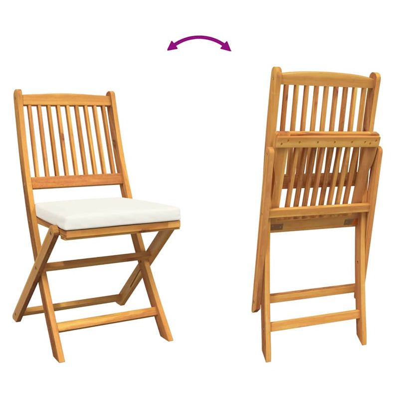 vidaXL Összecsukható szék 2 pcs Fehér 49 x 57.5 x 92cm Tömör akácfa