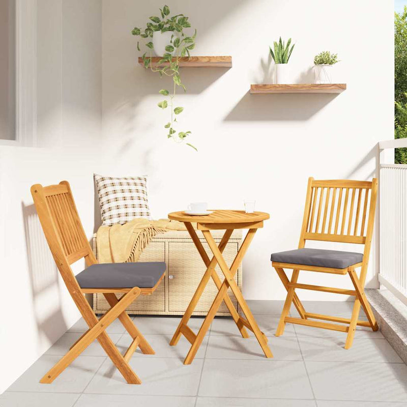 vidaXL Összecsukható szék 2 pcs Szürke 49 x 57.5 x 92cm Tömör akácfa