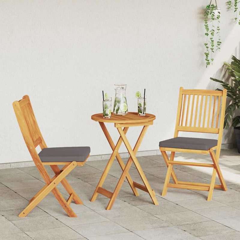 vidaXL Összecsukható szék 2 pcs Szürke 49 x 57.5 x 92cm Tömör akácfa